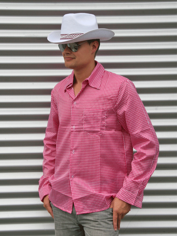 Roze geruite cowboy blouse voor heren - Top Merken Winkel